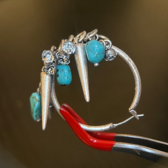 Turquoise & Spikes Earrings - Picture 5 of 7